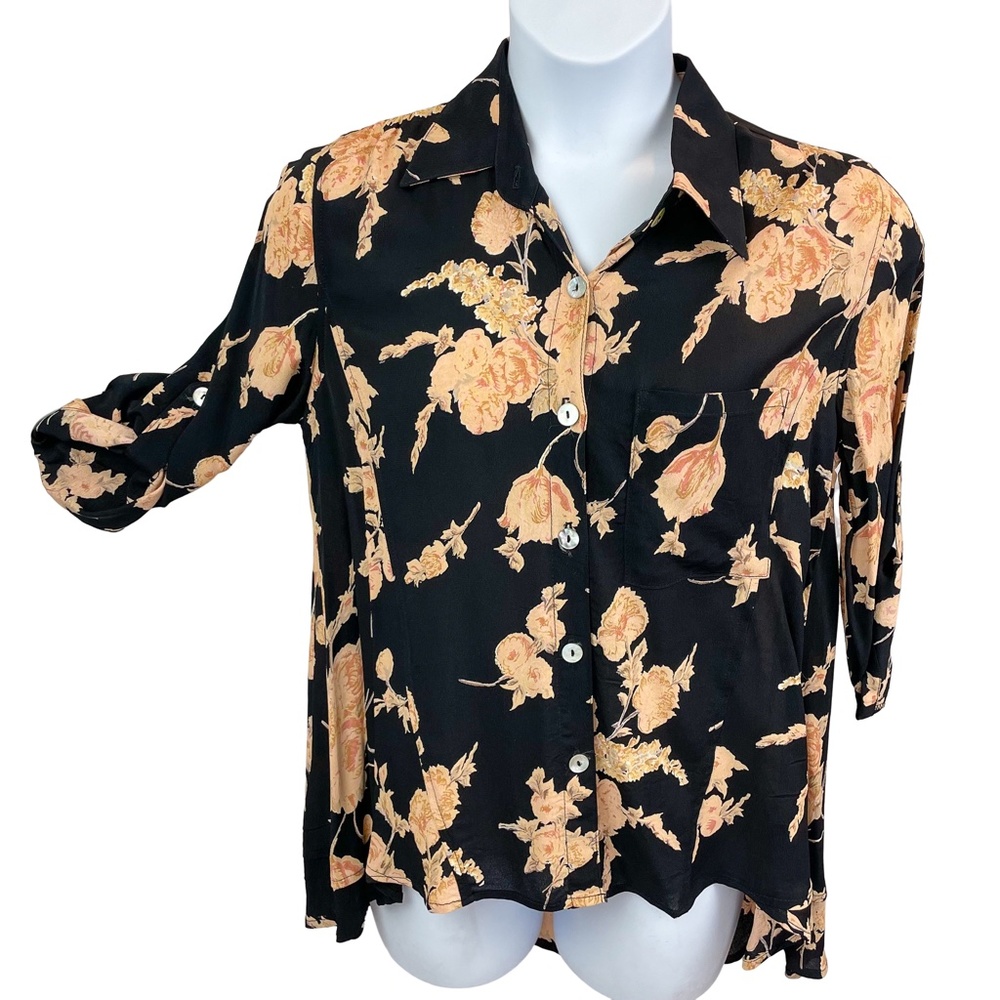 Loco Lindo Floral Print Blouse, Women's L
